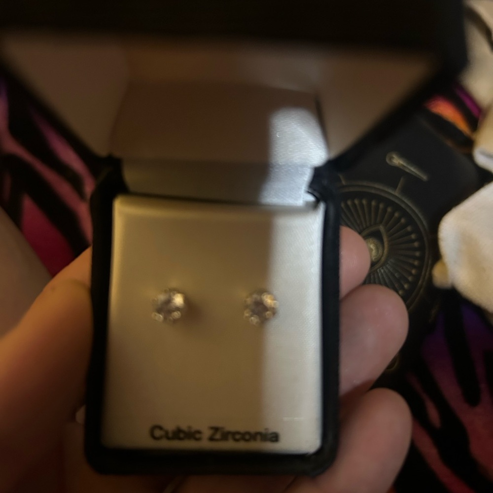 Cubic Zirconia Silver Stud Earrings
